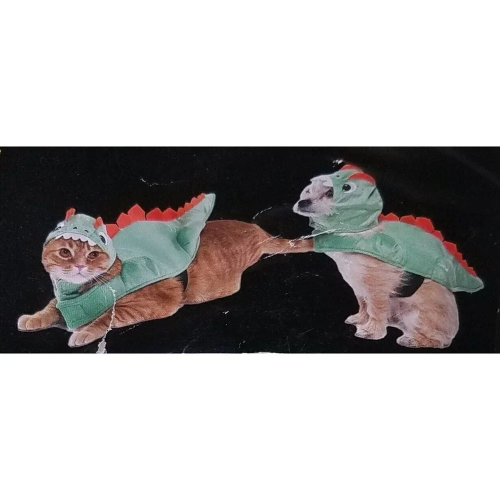 NEW Dinosaur Costume 2-Pc Pet Size XS Cat Dog (5-10 lbs) Halloween Vibrant Life